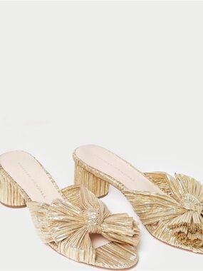 Loeffler Randall Emilia
Metallic Gold Knot Bow Slide
Mules